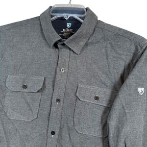 Kuhl Button Down Shirt Mens Large Grey Long Sleeve Cotton Tencel Outdoor Pocket